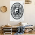thumbnail image 2 of Ying Yang Tapestry, Bohemian Style Tao Symbol in Floral Mandala Design Mehndi Ethnic Asian, Wall Hanging for Bedroom Living Room Dorm Decor, 60W X 80L Inches, Charcoal Grey White, by Ambesonne, 2 of 5