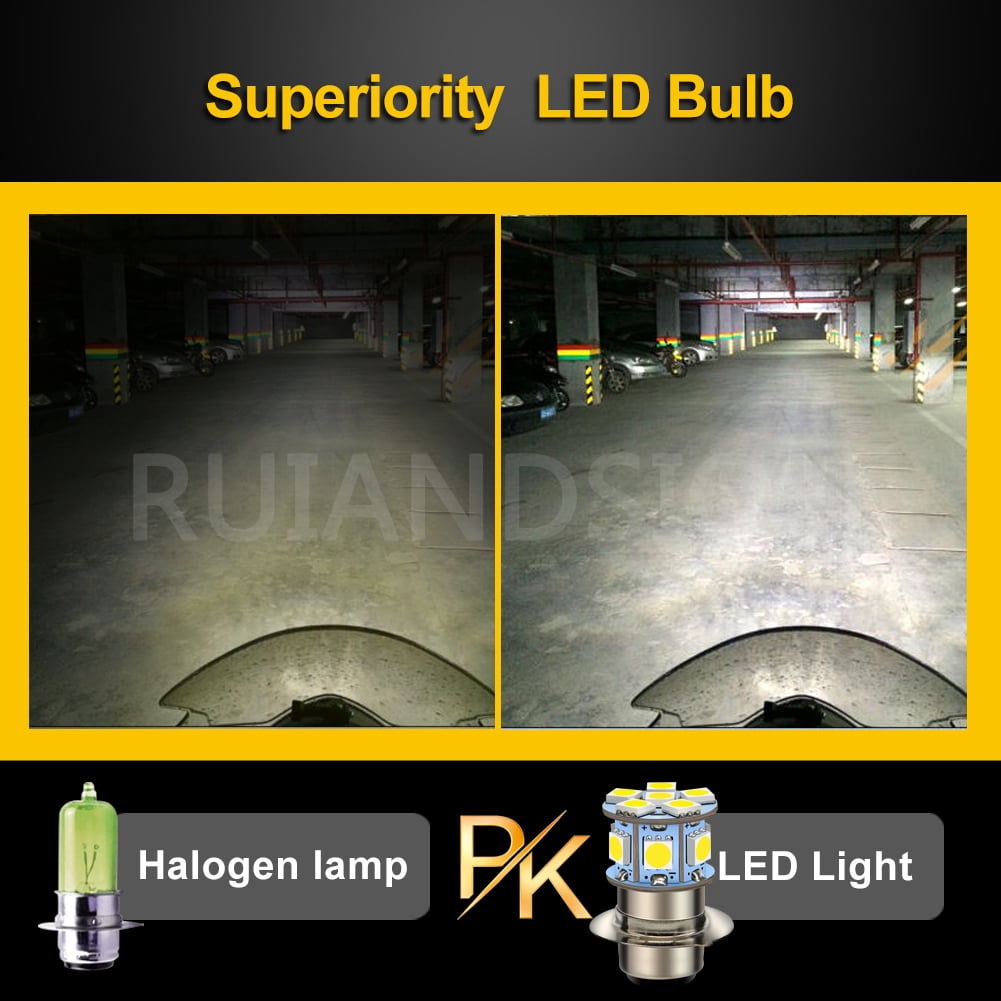 Ruiandsion H6M/P15D LED Motorcycle Headlight Bulbs Hi&Low Beam 6V 6000K White