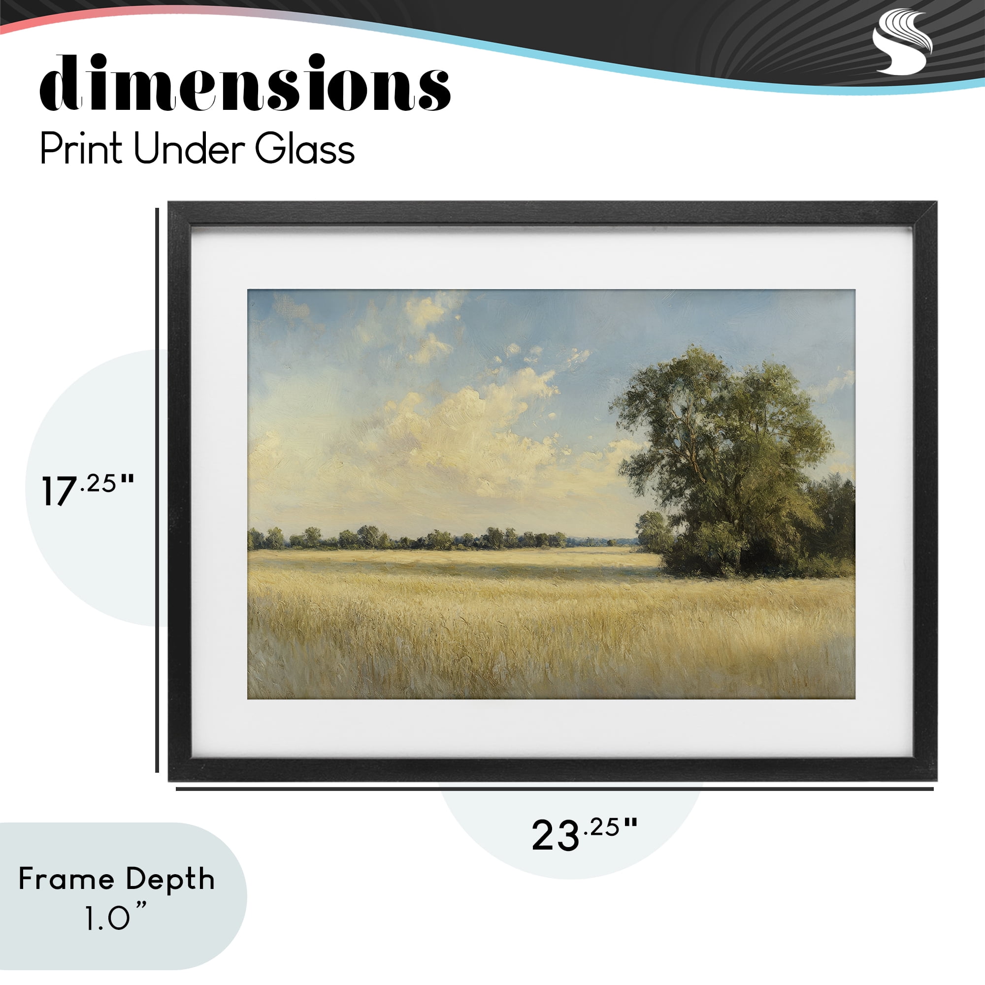 Stupell Industries Serene Wheat Field at Noon Black Framed Print Under Glass, design by Petal Prints Design