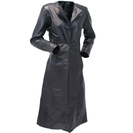 Lambskin Leather 3/4 Length Coat - Extra Long Lambskin Leather Trench Coat for Women #L14020LL
