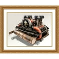 thumbnail image 2 of Stephen Chambers 14x12 Gold Ornate Wood Framed With Double Matting Wall Art Titled - Porsche 911 Engine 7, 2 of 6