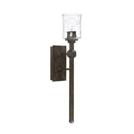 Renaissance Six Light - Capital Lighting Porter - One Light Wall Sconce, Renaissance Brown Finish with Clear Watered Glass