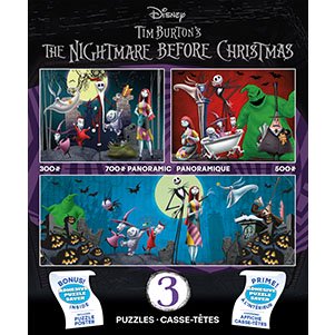 Ceaco Nightmare Before Christmas 3 In 1 Multipack Interlocking Jigsaw Puzzle for Adults Ages 14-99 Years