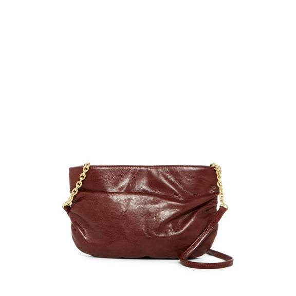 Hobo Belle Ruched Leather Crossbody Bag, Mahogany