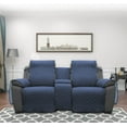 thumbnail image 2 of Easy-Going Loveseat Recliner Cover with Console, Reversible Couch Cover for Living Room, Split Sofa Cover for Each Seat with Elastic Straps for Kids, Dogs, Pets(2 Seater, Dark Blue/Light Blue), 2 of 7