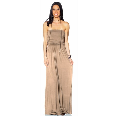 Strapless Sequin Top Tube Maxi Dress with Pockets