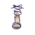 thumbnail image 6 of BLISSFUL STEP Women Velvet Lace-Up Clear Block Heel Sandals Elegant Purple 7, 6 of 7