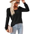thumbnail image 4 of SHINE UP T Shirts for Women Puff Long Sleeve Shirts Casual Square Neck Tunic Tops, 4 of 8