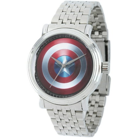 Marvel's Avengers: 75th Anniversary Shields Men's Silver Vintage Alloy Watch, Silver Stainless Steel Bracelet