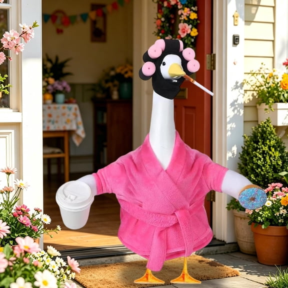 AuroraX Porch Goose Lady Bathrobe Outfit 17-19 In Porch Goose Clothes Set 23" Porch Goose Accessories Yard Outdoor Decor