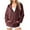 Wine, variant on Kaemgyyd Hoodies for Women Casual Drawstring Half Zip Pullover Loose Long Sleeve Trendy Solid Color Sweatshirt with Pockets