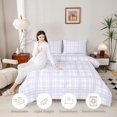 thumbnail image 3 of Manfei Vintage Grid Full Size Comforter Sets,Modern Checkered Bedding Comforter Set,Purple,Light Gray Reversible,3 Pieces,1 Comforter and 2 Pillowcases,3 Pieces,1 Comforter and 2 Pillowcases, 3 of 7