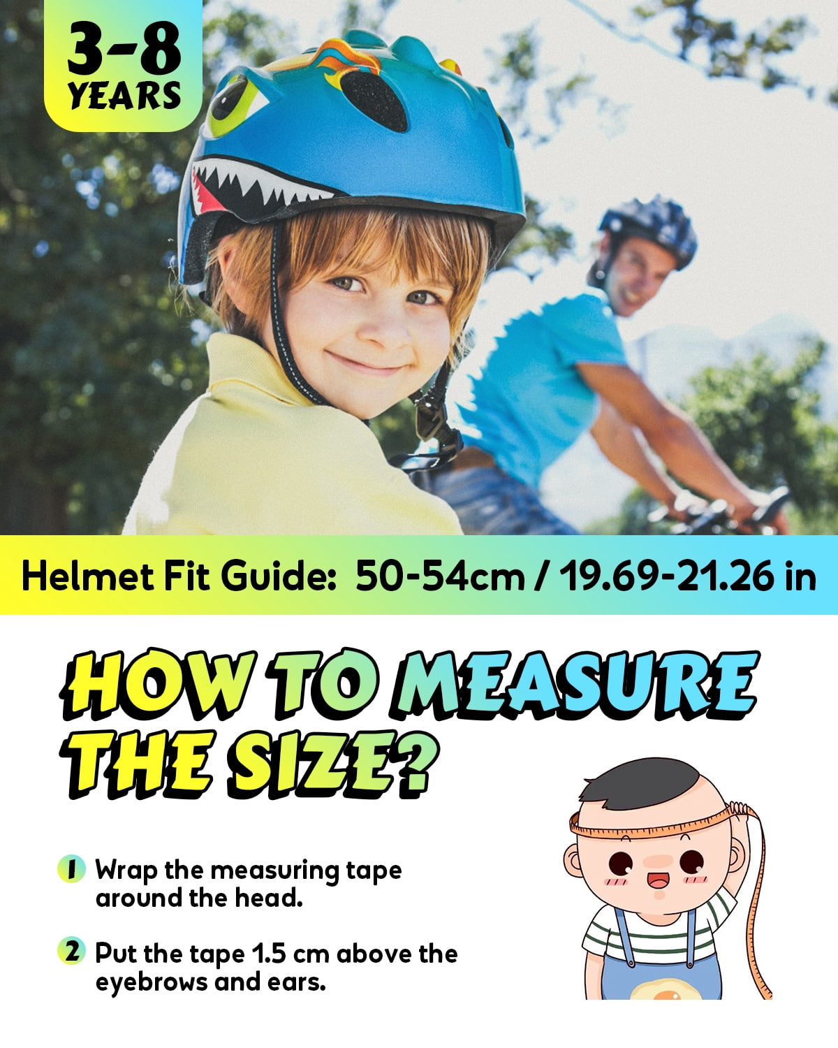 VICTGOAL Toddler Kids Bike Helmet Lightweight Children Dinosaur Bicycle Helmet for Boys and Girls Age 3-8 for Multi-Sport Scooter Cycling Skating