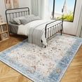 thumbnail image 6 of Jamfeel Area Rugs for Bedroom Floral Printed Ultra-Thin Low Pile Washable Rug for Living Room 6'x9' Beige and Blue, 6 of 6