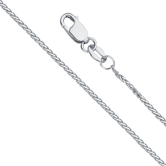 14k White Gold 1mm Diamond-Cut Round Solid Wheat Chain Link Necklace 16" Jewelry Female Unisex