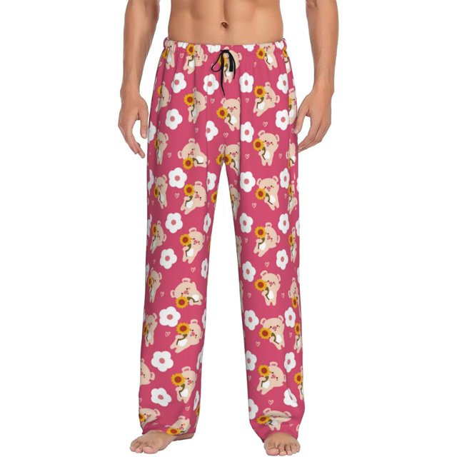 Fotbe Piggy Sunflower Pantalones de Pijama para Hombre, Pantalones de Dormir, Pantalones de Casa con Cintura Ajustable y Bolsillos-XX-Large
