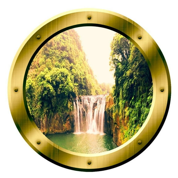 VWAQ Waterfall Wall Stickers Porthole Peel And Stick Decor VWAQ-GP13 (14" Diameter)