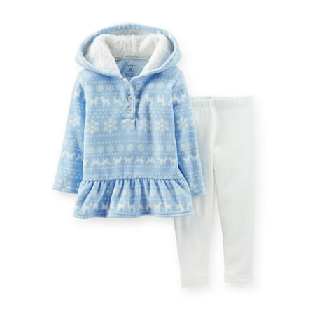 Carter Sweatshirt - Carters Infant Girls 2 Piece Blue Reindeer Sweatshirt & White Leggings