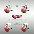 thumbnail image 2 of 3 Inch 316SS Red Polyurethane Swivel 10mm Threaded Stem Caster Set Brake, 2 of 2
