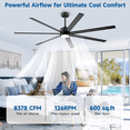 thumbnail image 3 of Doozoler 72 inch Indoor Outdoor Industrial Large Ceiling Fan with Light Remote,7 Blades Quiet DC Fan for Outside Porch Shop Garage, 3 of 14