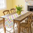 thumbnail image 6 of Hello Easter Table Runner, Watercolor Spring Green Blue Yellow Pink Purple Easter Eggs Cotton Linen Kitchen Table Decoration Washable Dining Tabletop Runners for Home Party Decor 13x108 Inches, 6 of 9