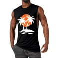 thumbnail image 2 of VBTAPA Summer Savings Clearance! Mens Graphic Tank Tops Palm Tree Sunset Print Sleeveless Cut Off Shirts Cotton Casual Workout Muscle Tees Black M, 2 of 6