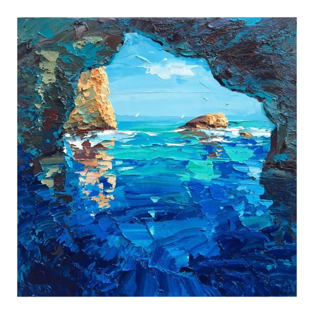 Cuadros Decorativos Pintura de diamante 5D DIY, pintura al óleo de taladro redondo completo, decoración de pared de mar, arte de diamantes de imitación Ehuebsd Nuevos Originales
