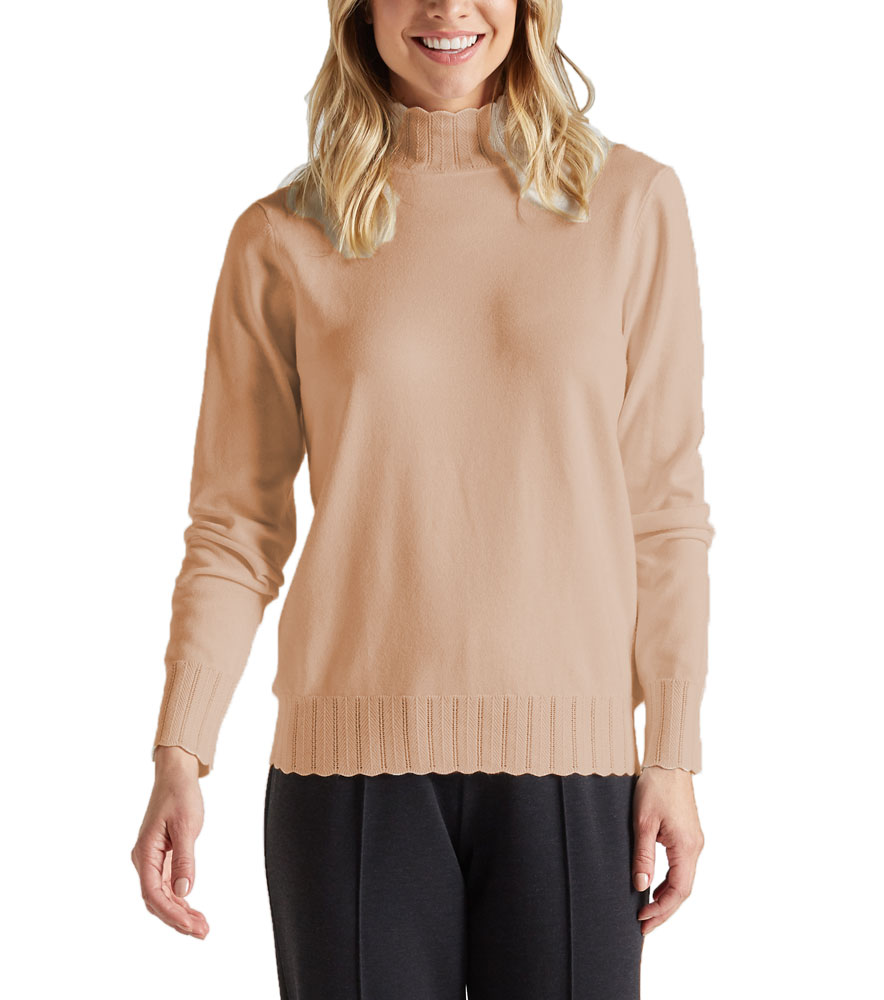 Joseph A Women Herringbone Turtleneck 