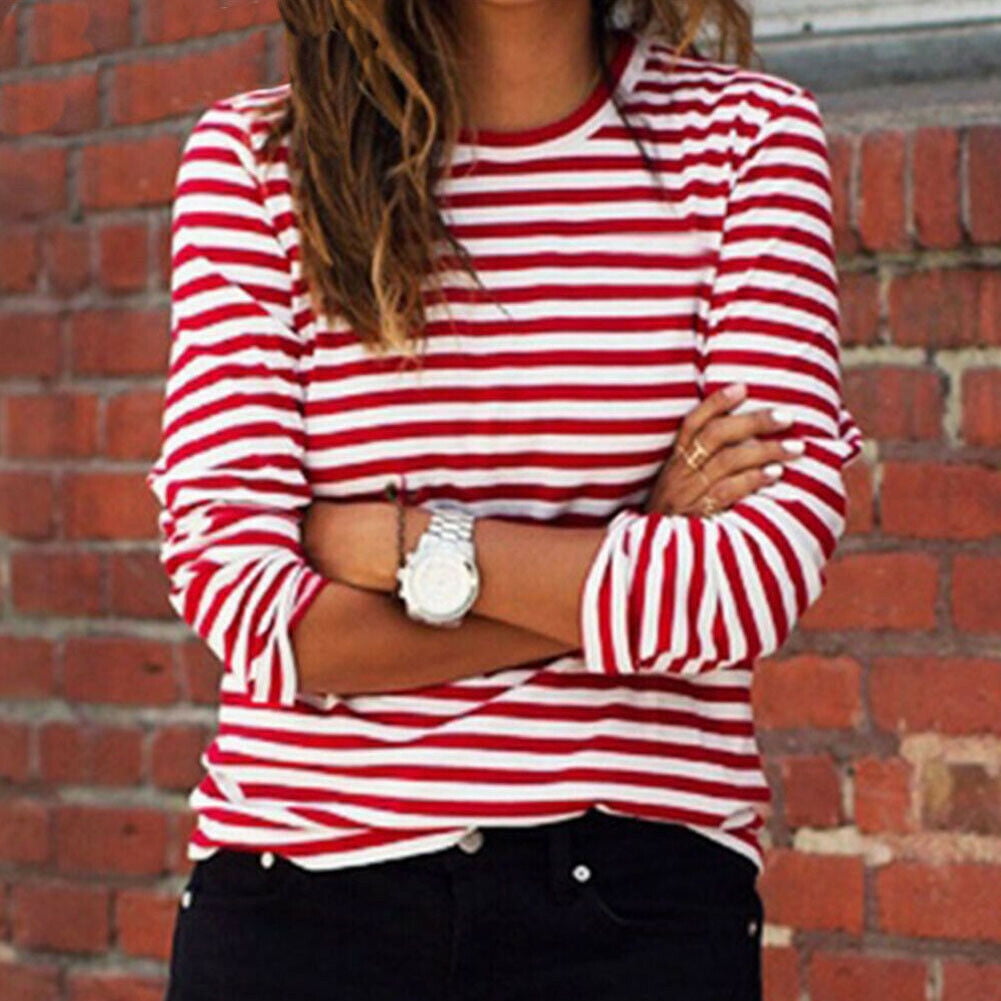 red white striped t shirt ladies