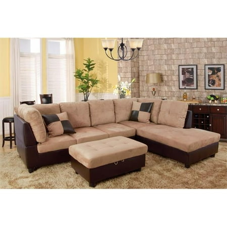 Right Arm Facing Sectional Lifestyle Furniture LF103B Siano Right Hand Facing Sectional Sofa, Sand - 35 x 103.5 x 74.5 in. ()