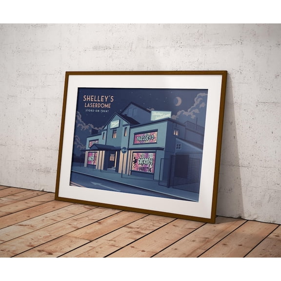 Shelleys Laserdome Nightclub Longton 90s Rave Music Art, Unframed Paper Poster 8x10in