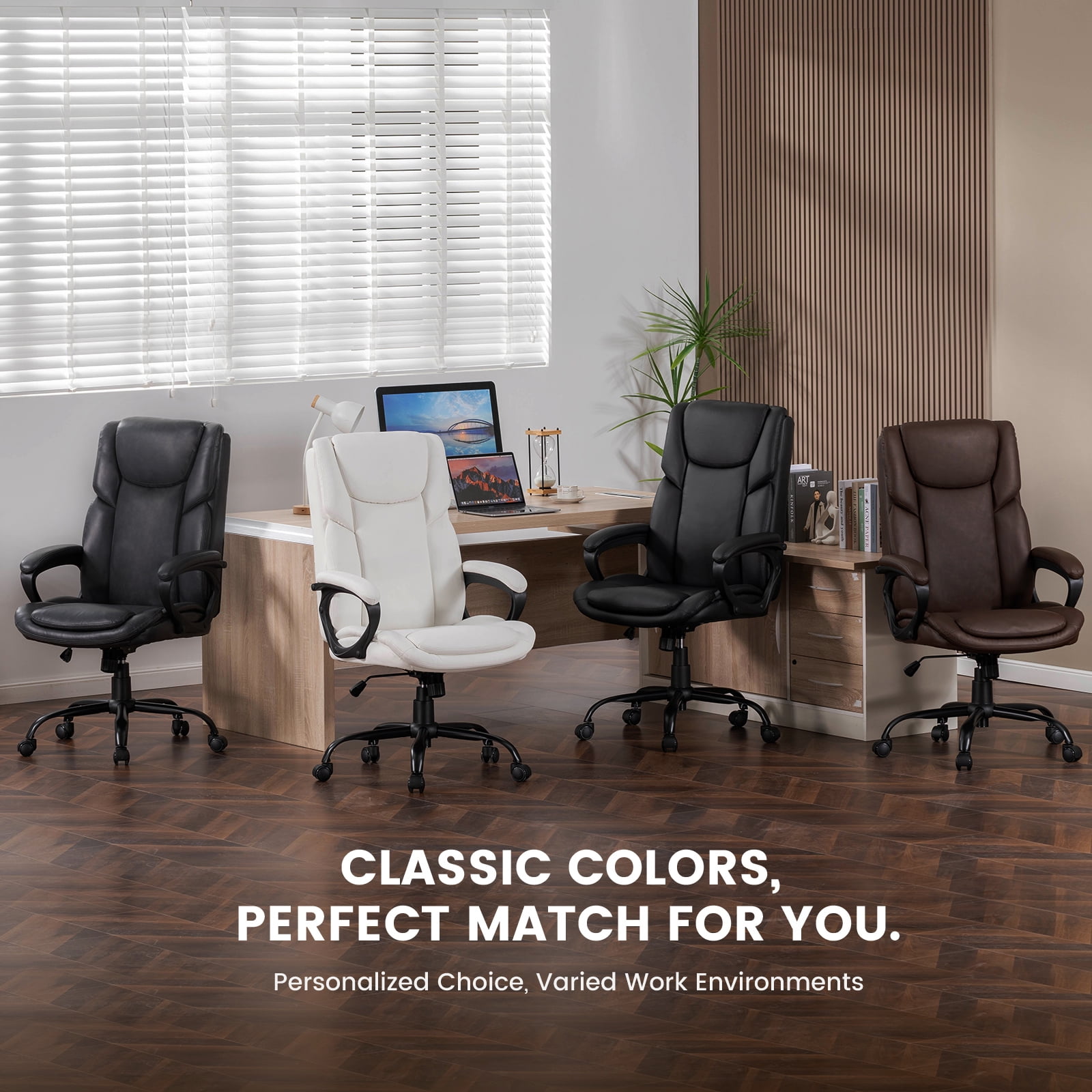 Mainstays Executive Ergonomic High Back Leather Home Office Desk Chair, Gray