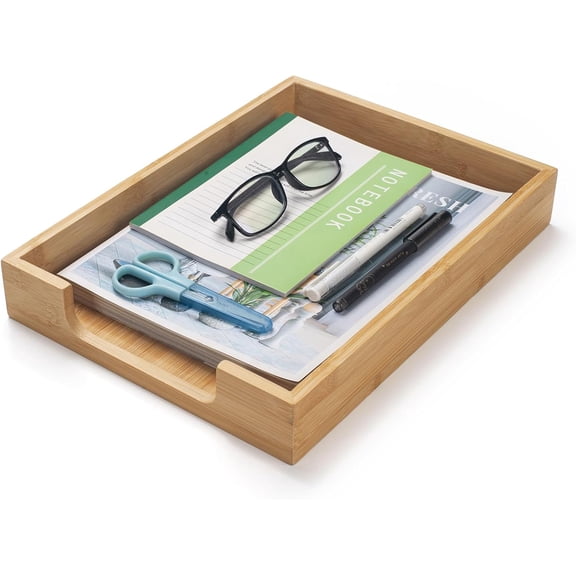 Wood Letter Tray, Bamboo Desk Tray, Wooden Desktop Organizer for Papers, Documents, Magazines, Files