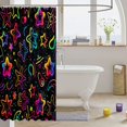 thumbnail image 3 of Manfei Dreamy Neon Glowing Stars Shower Curtain 72Wx84L,Galaxy Theme Bathroom Shower Curtain,Black, 3 of 5