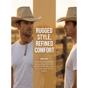QSAWXQZ Men's Vintage Straw Cowboy Hat Wide Brim Sun Protection with Chin Strap Breathable Beach Ranch Cap M