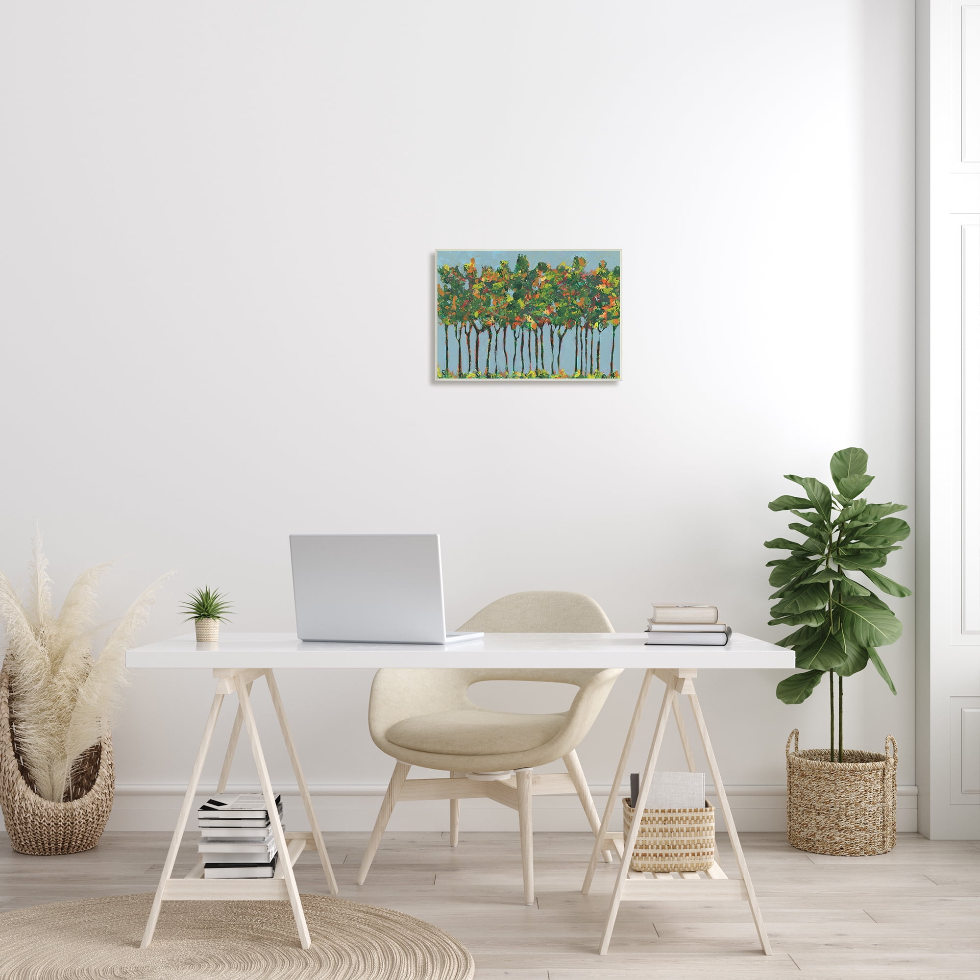 Stupell Industries Abstract Trees Seasonal Transition Leaves Blue Sky, 13 x 19, Designed by Regina Moore
