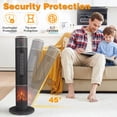 thumbnail image 5 of IVV Space Heater Indoor, 33" Electric Room Heater with 3D Flame, 12H Timer, Portable Tower Heater with Remote, Thermostat, lED Display, 60° Oscillation, Tip-over and Overheat Protection, 5 of 10