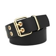 thumbnail image 3 of Double Grommet PU Leather Belt for Women/Men Punk Metal Jean Belt, Wide 1.5 Inch Black, 3 of 10