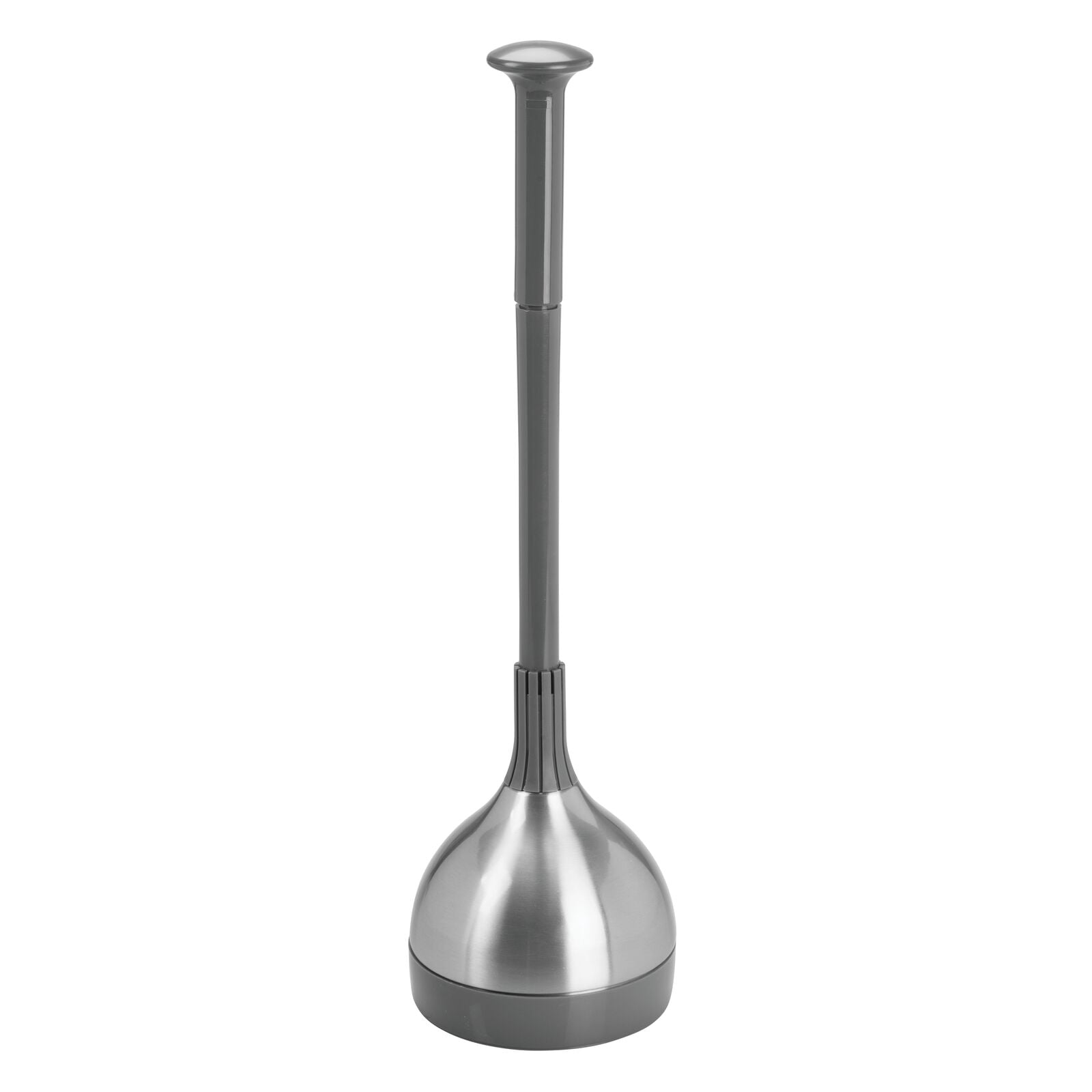 mDesign Bathroom Toilet Bowl Plunger and Cover Black/Brushed Stainless Steel 