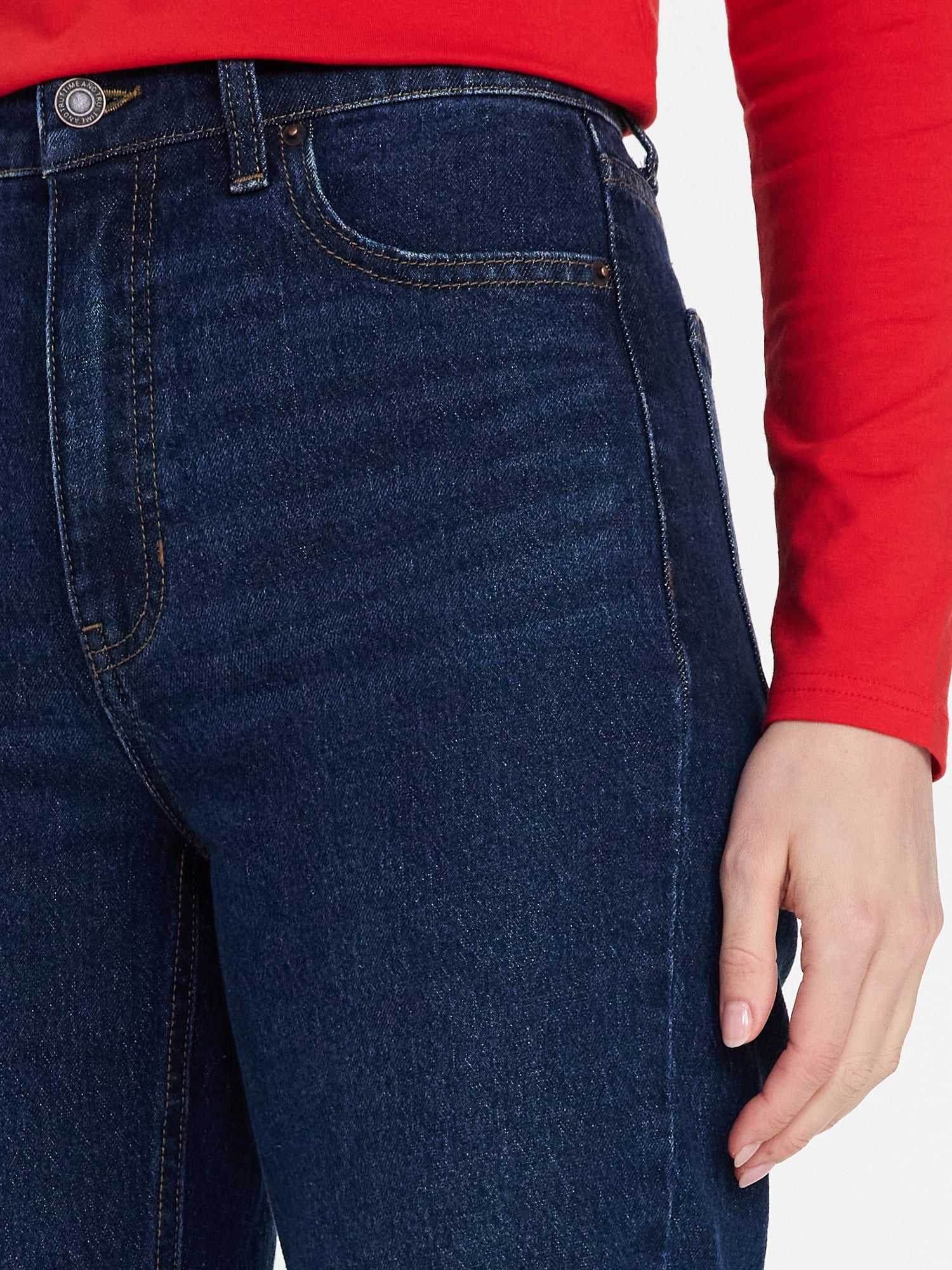 Time and Tru Women's High Rise Straight Leg Jeans, 30" Inseam, Sizes 0-22, 0S-22S