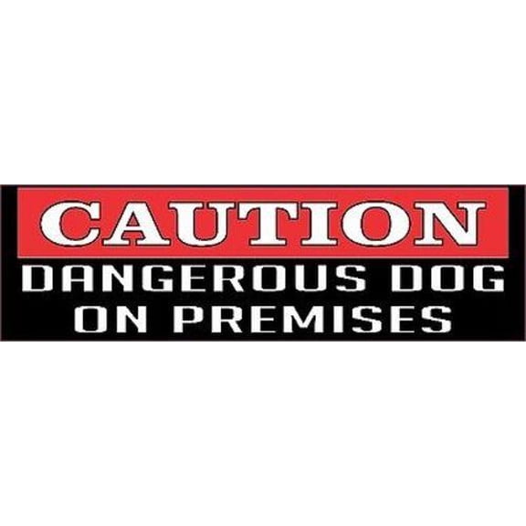 10in x 3in Caution Dangerous Dog on Premises Sticker