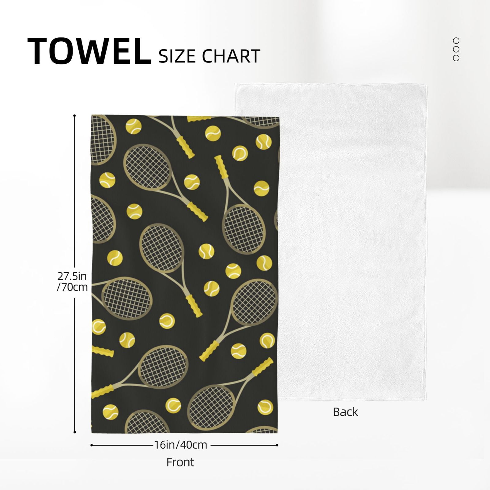 Sports Pattern Tennis Ball 27.5" x 16" Ultra Soft Hand Towel, Face Wash Cloth for Bathroom, Gym, Travel, Pool