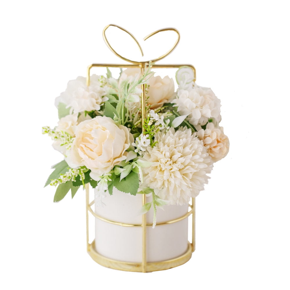 KIRIFLY Artificial Flowers Fake Silk Flower with Vase Flower Centerpieces for Wedding Decoration Table