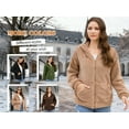 thumbnail image 4 of Cuteduck Womens Sherpa Jacket Fuzzy Fleece Zip Up Winter Hoodies Coat, S-2XL, 4 of 7