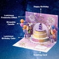 thumbnail image 3 of Rechale Birthday Cards, 3D Pop Up Fireworks Greeting Cards, Musical & LED Lights Happy Birthday Gifts Card with Blowable Candle Cake for Women, Men - Purple Balloon, 3 of 9