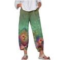 thumbnail image 2 of Lisgai Boho Capris for Women,Summer Pants for Women Casual Plus Size, Capri Pants for Women Dressy, Women'S Summer Casual Loose Cotton and Linen Solid Color Wide-Leg Pants, 2 of 4