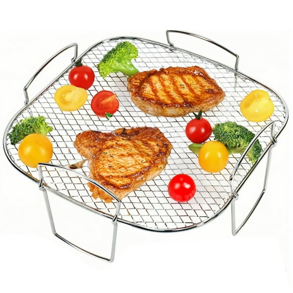Air Fryer Rack, 304 Stainless Steel Multi-functional Accessory, Square Dehydrator and Steaming Rack, Compatible with Cosori Gourmia and Other Air Fryers