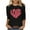 Black, variant on Women's Valentine's T-Shirt Three Quarter Sleeve Bow Print Crewneck Top for Romantic White S