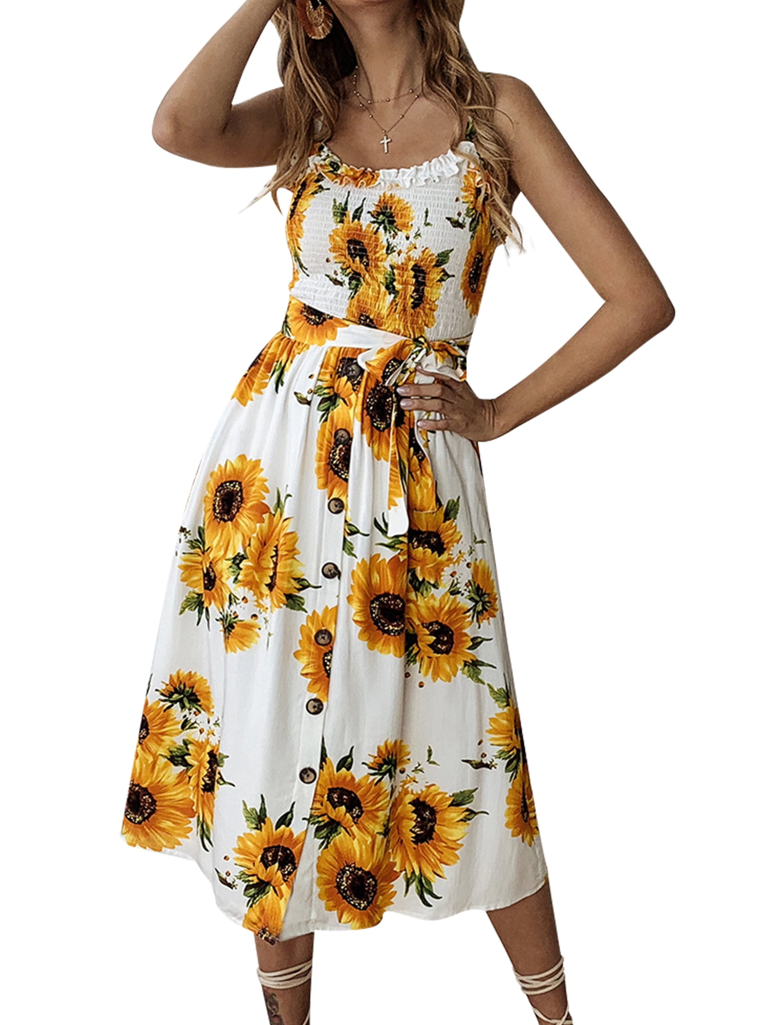Womens Summer Holiday Beach Strappy Sling Midi Dress Kuwait | Ubuy
