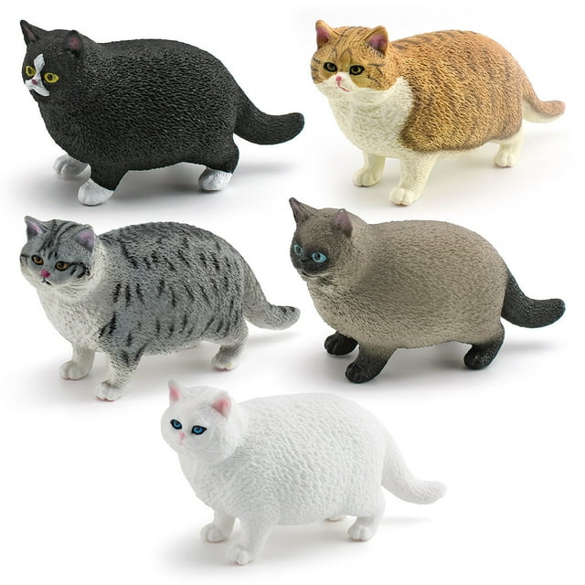 Juego de figuras Realistic Cat, 5 piezas, PVC, siamés, gato negro para niños
